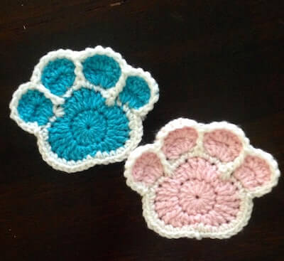 Crochet Paw Print Coasters Pattern by Conserve Family Values
