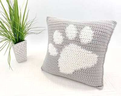Crochet Paw Print Pillow Cover Pattern by Jo To The World Creation