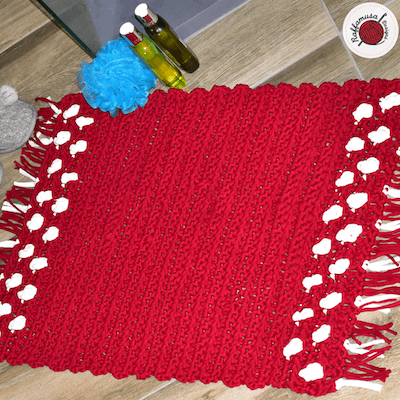 Crochet Popcorn Bath Rug Pattern by Raffamusa Designs