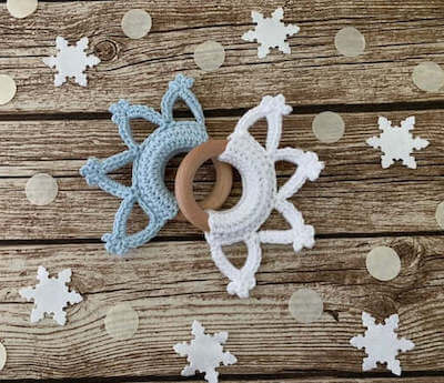 Crochet Snowflake Teether Ring Pattern by Adele Daisy Crochet