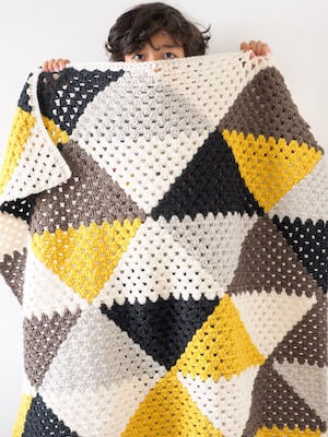 Love Triangles Granny Stripe Crochet Blanket Pattern by One Dog Woof