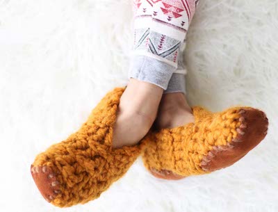 Magic Rectangles Crochet Slippers Pattern by Make & Do Crew