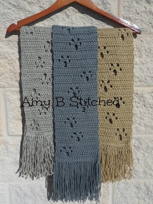 Meandering Scarf Free Paw Print Crochet Pattern by Amy's A Stitch At A Time