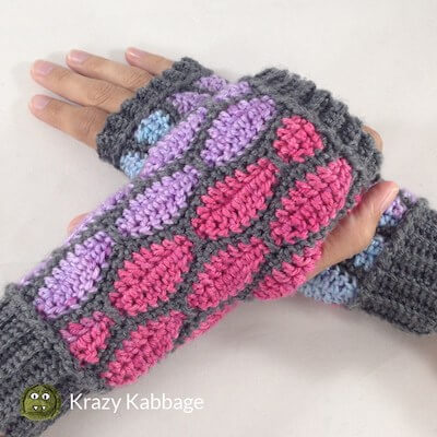 Stained Fingerless Gloves Crochet Pattern by Krazy Kabbage