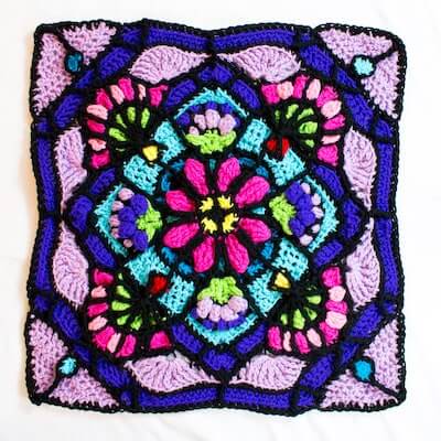 Stained Glass Square Crochet Pattern by Dragon Bird Creations