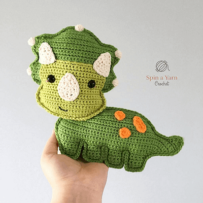 Triceratops Dinosaur Crochet Pattern by Spin A Yarn Crochet