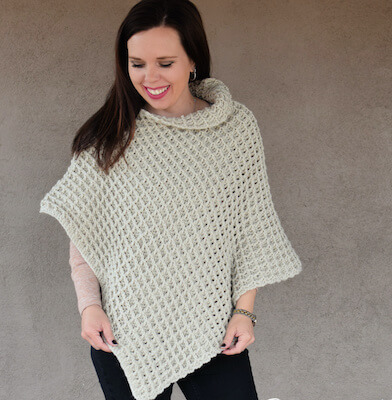 Waffle Stitch Poncho Crochet Pattern by Hooked On Homemade Happiness