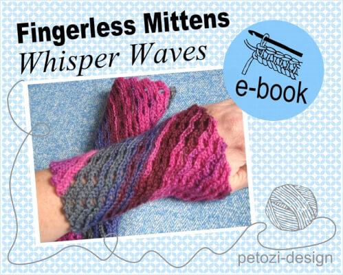 Whisper Waves Fingerless Lace Mittens Slip Stitch Crochet Pattern by Petozi