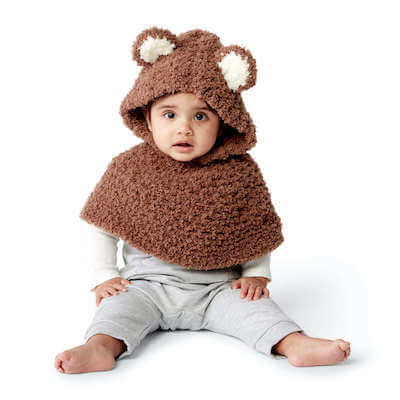 Bear Cub Crochet Baby Poncho Pattern by Yarnspirations