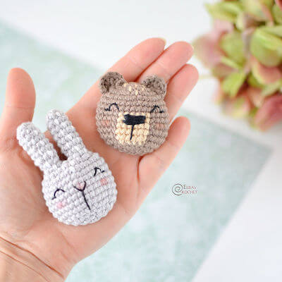 Bunny And Bear Brooches Crochet Pattern by Elisa's Crochet
