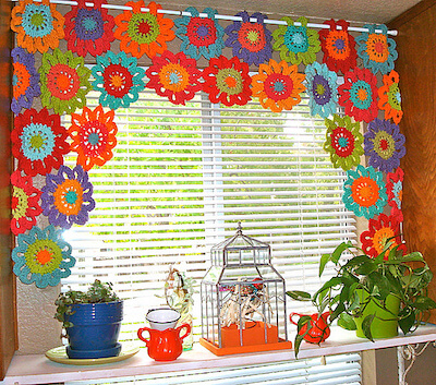 Crochet Flower Power Valance Pattern by Once Upon A Pink Moon