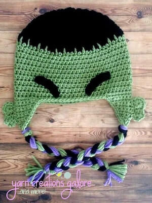 Crochet Hulk Hat Pattern by Yarn Creations Galore