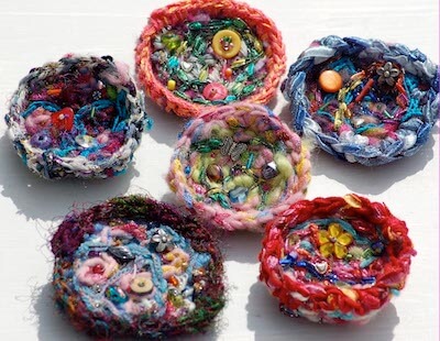 Funky Scrumbled Crochet Brooch Pattern by Tamsyng