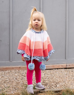 Girls Color Block Poncho Crochet Pattern by Melody's Hooked