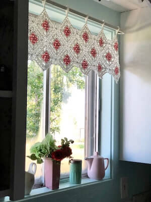 Petals On Point Crochet Window Valance Pattern by Joys In Stitches