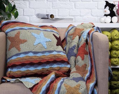 Starfish In The Waves Blanket And Cushion Set Crochet Pattern by Zoe Potrac