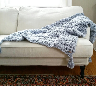 Beginner's Hand Crochet Blanket Pattern by SimplyMaggieKnits
