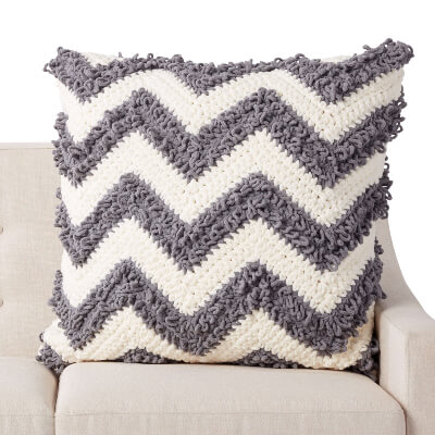Bernat Loop Stitch Chevron Crochet Pillow Pattern by Yarnspirations