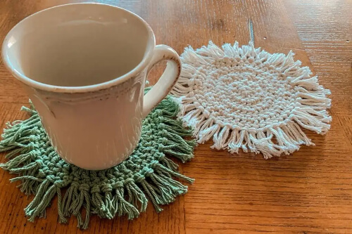 Boho Coasters Crochet Fringe Tutorial by Amaryllis Lane
