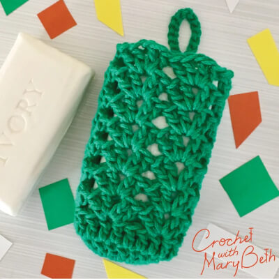 Crochet Iris Stitch Soap Bag Pattern by CrochetWithMaryBeth