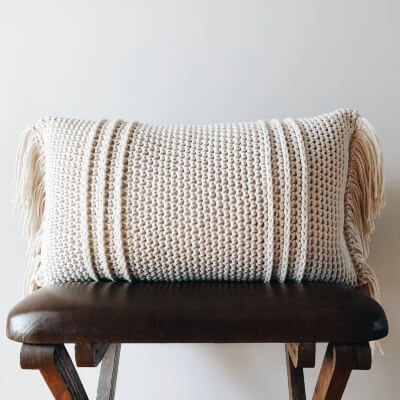 The Hadley Modern Boho Oblong Rectangle Pillow Cushion with Fringe by MMadisonMarie