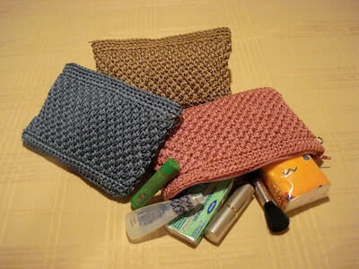 Crochet Wicker Weave Makeup Bag Pattern by Fun Crochet Designs