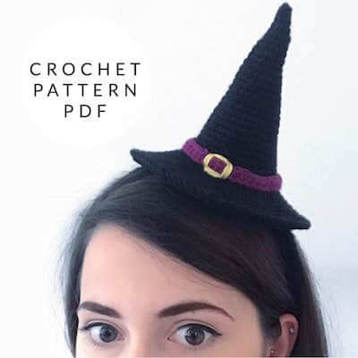 Crochet Witch Hat Headband Pattern by Shop Zoe Creates
