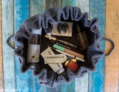 Drawstring Cosmetics Bag Crochet Pattern by Heart Hook Home