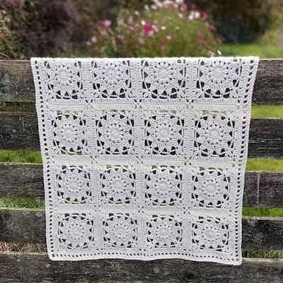 White Crochet Flower Blanket Pattern by Annie Design Crochet