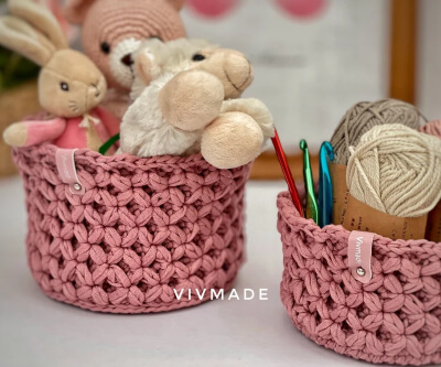 Handmade Basket Crochet Jasmine Stitch Pattern by VivmadeCrochet