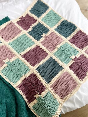 Billow Cable Crochet Patchwork Blanket Pattern by Han Jan Crochet