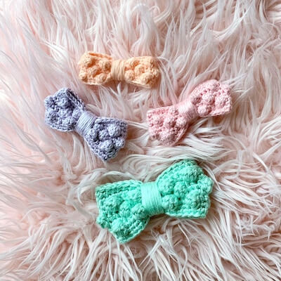 Bobble Dot Hair Bow Crochet Pattern by Stuck On You Crochet
