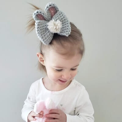 Crochet Bunny Hair Bow Pattern by But First Crochet