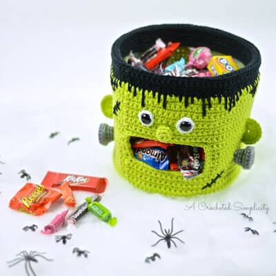 Crochet Frankenstein Candy Bowl Pattern by A Crocheted Simplicity
