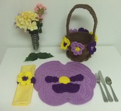 Crochet Kitchen Pansies Pattern by Crochet Village