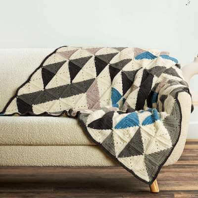 Crochet Modern Patchwork Abstract Blanket Pattern by Red Heart