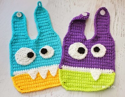Crochet Monster Baby Bibs Pattern by Repeat Crafter Me