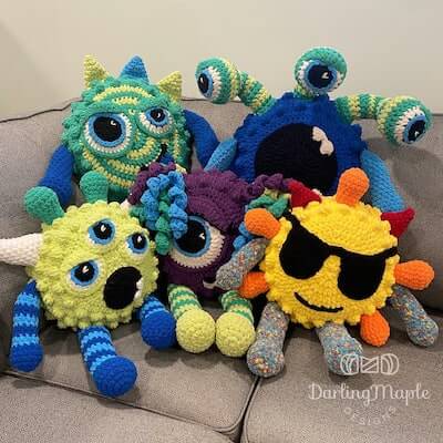 Crochet Monster Pillow Buddy Pattern by Darling Maple Designs