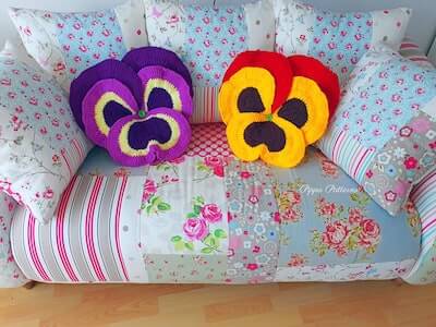 Crochet Pansy Cushion Pattern by Pippa Patterns Crochet