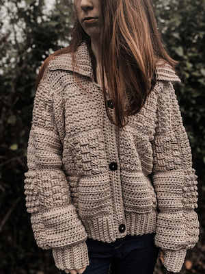 Crochet Patchwork Winter Cardigan Pattern by Crochet With Carrie