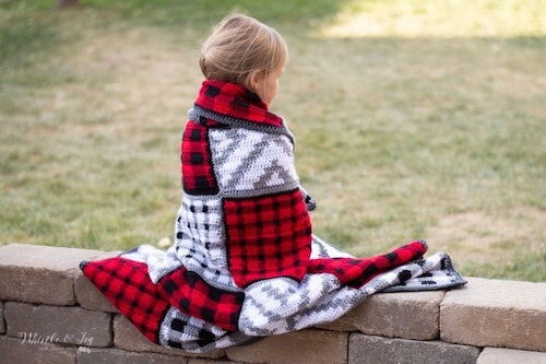 Plaid Crochet Patchwork Blanket Free Pattern by Whistle And Ivy