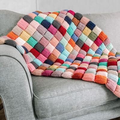 Crochet Puff Quilt Blanket Pattern by Sass And Stitch Crochet