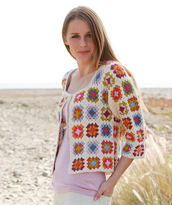 Crochet Summer Patchwork Cardigan Pattern by Drops Design
