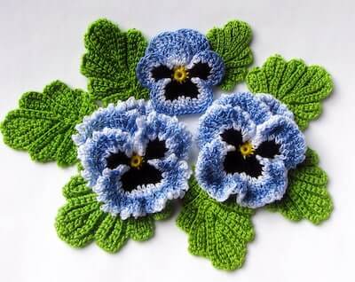 Irish Crochet Pansy Pattern by Fox Stitch Design