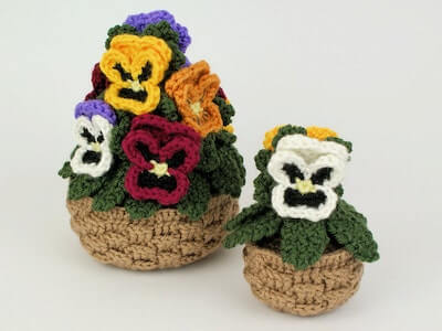 Pansies Potted Plant Crochet Pattern by Planet June