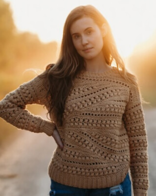 Cabled Sweater Crochet Pattern by Eleven Handmade