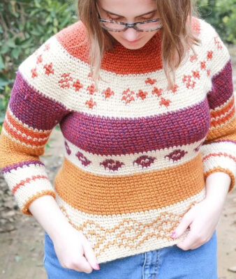 Crochet Fair Isle Sweater Pattern by E’Claire Makery