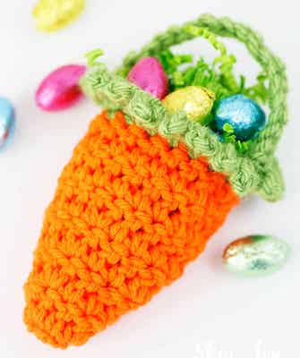 Crochet Carrot Basket Pattern by Skip To My Lou