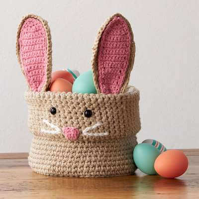Crochet Easter Bunny Basket Pattern by Yarnspirations
