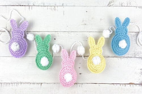 Crochet Easter Bunny Garland Pattern by The Knotted Nest Shop